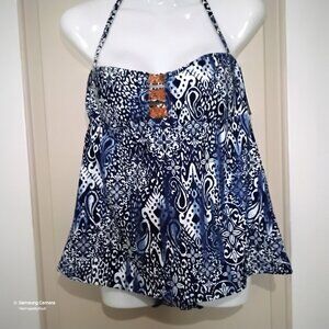 Blue & White Lucky Brand Boho Tankini 2 Pc. Embroidery Bathing Suit NWT Various